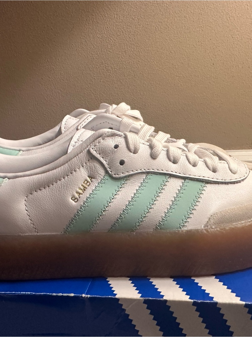 Adidas Sambae J White Clear Mint Gum Sneakers Women’s 7.5 / Youth 6.5 NIB - Picture 2 of 9